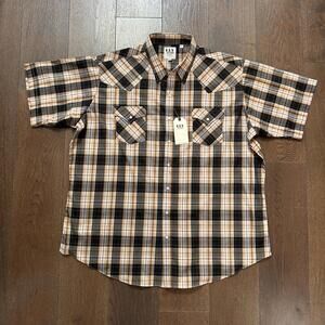 New ELY Cattleman Tall 3XLT Plaid Short Sleeve Shirt